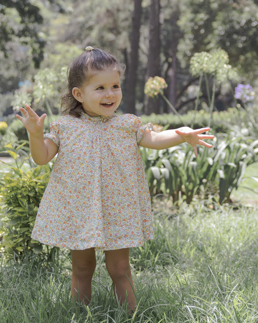 Vestido Carmen - Floral Naranja